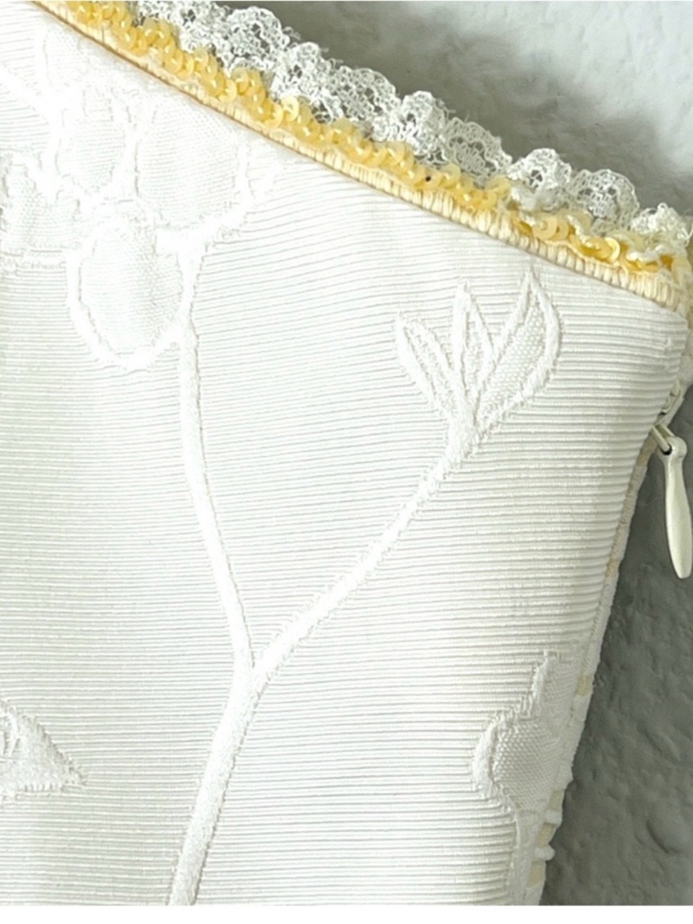 Alberto Makali Patchwork Floral Jacquard Dress Sequin Lace Trim Romantic Sz 12 - Picture 13 of 16